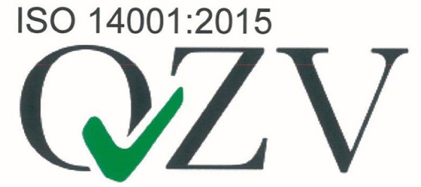Logo der ISO 14001:2015 Zertifizierung durch QVZ